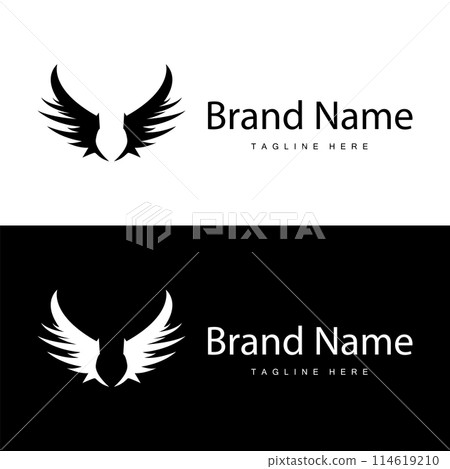 Wing Logo Design, Vector Eagle Falcon Wings, Beauty Flying Bird, Illustration Symbol 114619210