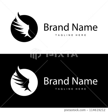 Wing Logo Design, Vector Eagle Falcon Wings, Beauty Flying Bird, Illustration Symbol Wing Logo Design, Vector Eagle Falcon Wings, Beauty Flying Bird, Illustration Symbol 114619212