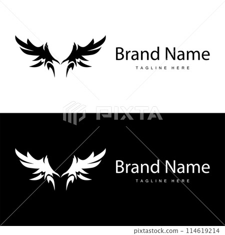 Wing Logo Design, Vector Eagle Falcon Wings, Beauty Flying Bird, Illustration Symbol 114619214