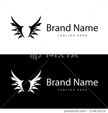 Wing Logo Design, Vector Eagle Falcon Wings, Beauty Flying Bird, Illustration Symbol 114619216