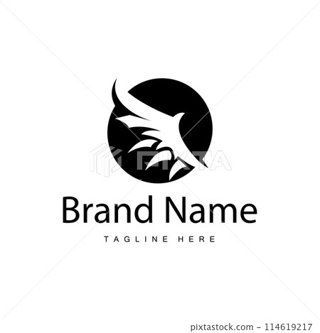 Wing Logo Design, Vector Eagle Falcon Wings, Beauty Flying Bird, Illustration Symbol 114619217