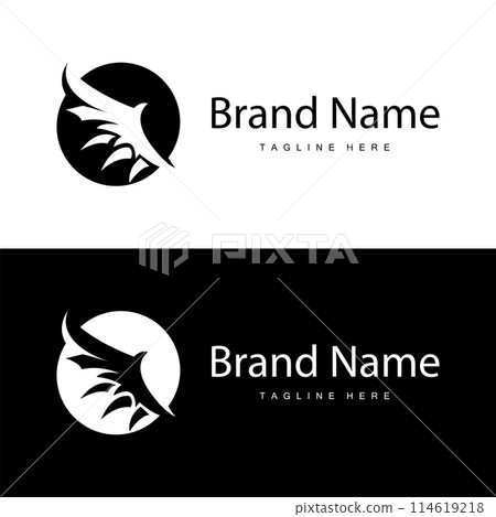 Wing Logo Design, Vector Eagle Falcon Wings, Beauty Flying Bird, Illustration Symbol 114619218