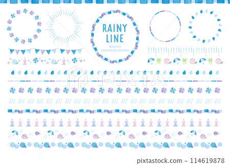 雨季水彩風格線條組/有圖案刷 雨季水彩風格線條組/有圖案刷 114619878