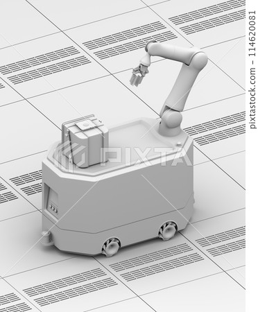 自動導引車運輸儲存半導體晶圓的箍的黏土渲染影像 114620081