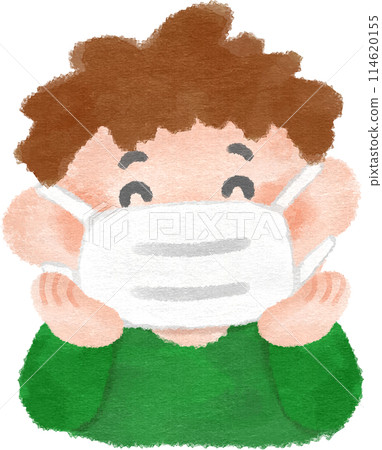 Boy wearing a mask Hand-drawn illustration 114620155
