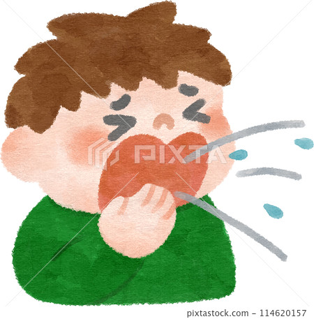 Coughing boy hand-drawn illustration Coughing boy hand-drawn illustration 114620157