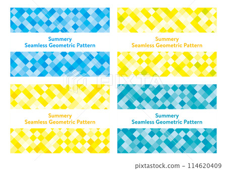 Illustration set of summery seamless patterns made of diamonds, background pattern Illustration set of summery seamless patterns made of diamonds, background pattern 114620409