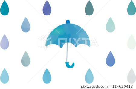 雨和傘的水彩風格插圖 雨和傘的水彩風格插圖 114620418