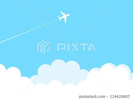 飛機和雲框架背景2藍色在天空中 114620687