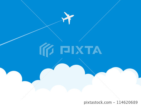 Airplane and cloud frame background 2 sky blue 114620689