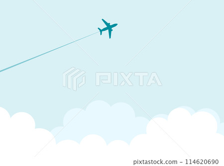 飛機和雲框背景2淺藍色在天空中 114620690