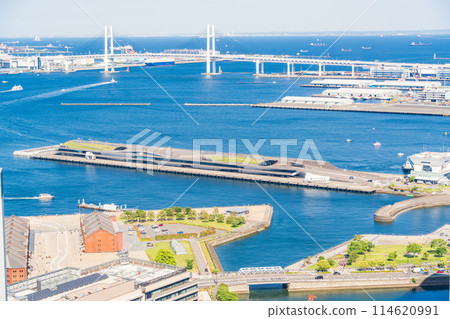(Kanagawa Prefecture) Yokohama Bay Bridge, ships passing by 114620991