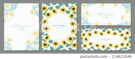 Summer sunflower material set frame background vector illustration simple stylish Summer sunflower material set frame background vector illustration simple stylish 114621046