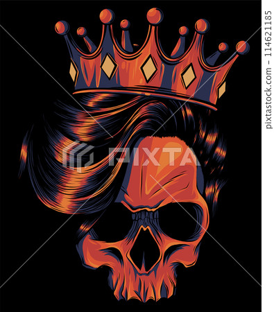 Skull girl with a crown on black background. vector illustration design 114621185