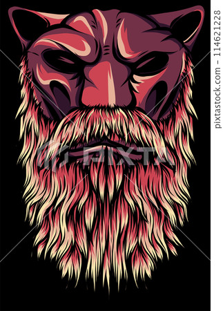 Cougar Panther Mascot Head on black background Vector illustration Graphic Cougar Panther Mascot Head on black background Vector illustration Graphic 114621228