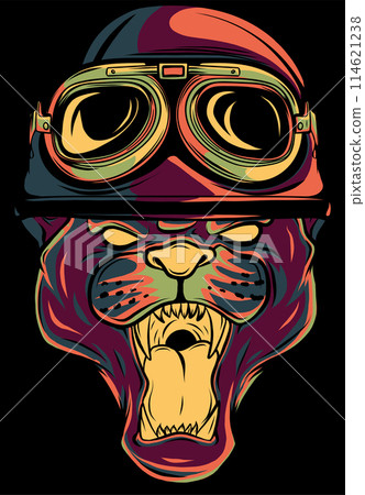 Black panther, puma. Head of animal. Wild cat portrait on black background Black panther, puma. Head of animal. Wild cat portrait on black background 114621238