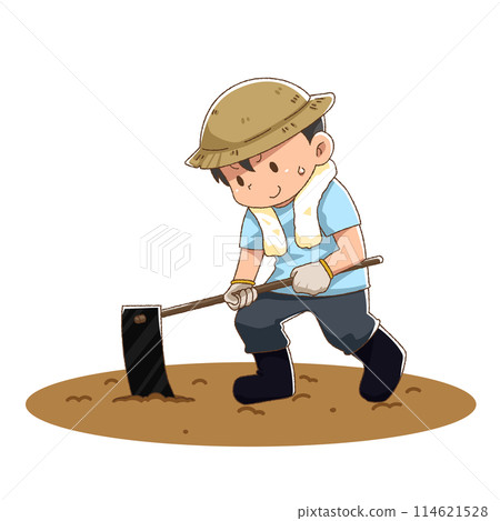 A man plowing a field with a cute touch 114621528