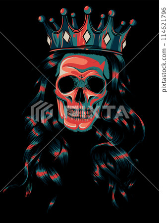 Skull girl with a crown on black background. vector illustration design Skull girl with a crown on black background. vector illustration design 114621796