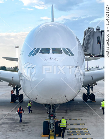 阿聯酋航空 A380 飛機降落在杜拜機場 114621827