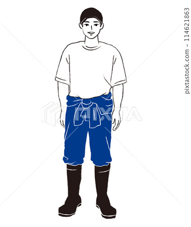 Full-body illustration of a man doing farm work Full-body illustration of a man doing farm work 114621863