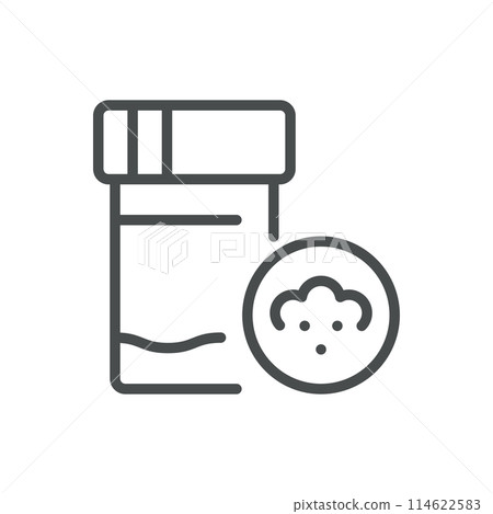 Cloudy Urine Icon. Vector Line Illustration of Urine Sample with Cloudy Appearance, Representing Possible Symptoms or Diagnostic Indicators. Isolated Outline Medical Sign. 114622583