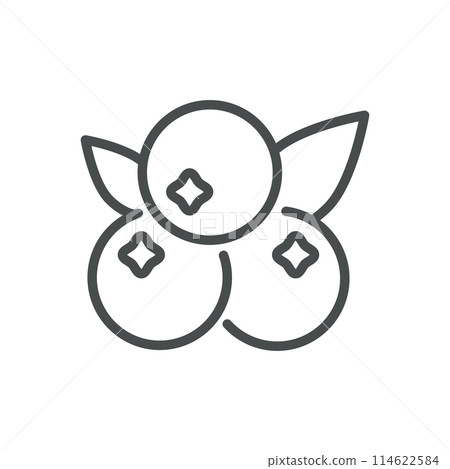 Cranberry Icon. Vector Line Illustration of Cranberry Berries with Leaves, Representing Fruit and Nutritional Benefits. Isolated Outline Botanical Sign. 114622584