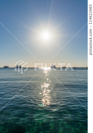 Sunrise over the sea. Panoramic seascape. Sunrise over the sea. Panoramic seascape. 114622665