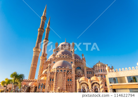 Beautiful Al Mustafa Mosque in Old Town of Sharm El Sheikh in Egypt, at sunset Beautiful Al Mustafa Mosque in Old Town of Sharm El Sheikh in Egypt, at sunset 114622794