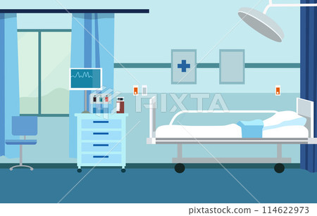 Interior Landscape of Hospital Inpatient Room with Bed and Health Medical Equipments Interior Landscape of Hospital Inpatient Room with Bed and Health Medical Equipments 114622973