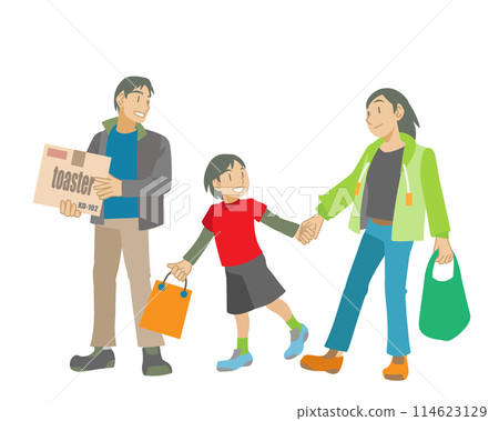 Illustration of a family enjoying shopping 114623129