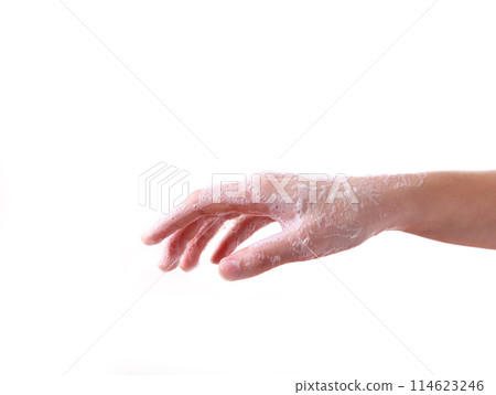 Washing hand isolated on a white background 114623246