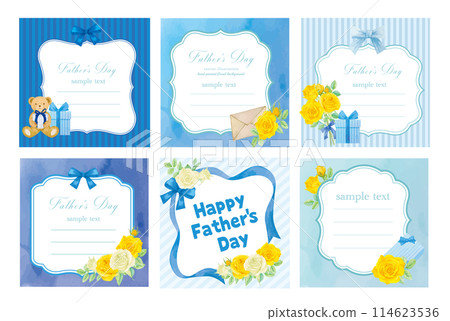 父親節黃色花框與留言卡 114623536