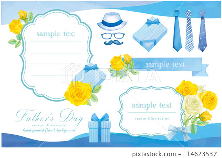 父親節黃玫瑰與絲帶框架 114623537