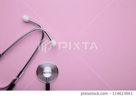 Medical stethoscope on a pink background. Health care concept Medical stethoscope on a pink background. Health care concept 114623661
