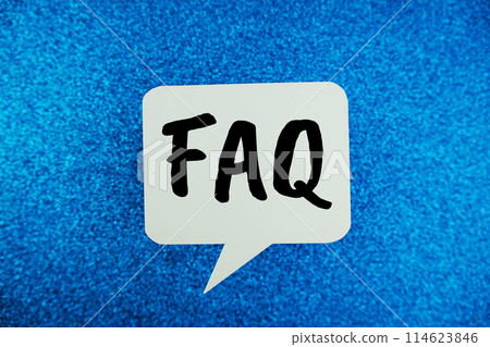 FAQ text message written on white bubble speech 114623846
