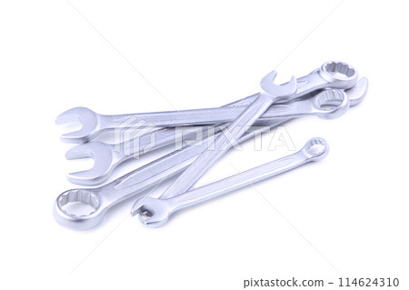 Combination wrenches for repair isolated on white background 114624310