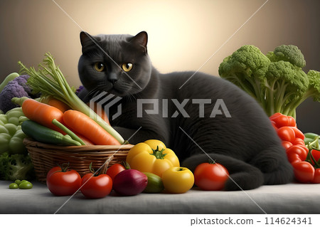 Virtual Scottish Fold Sketch Color Wall Art. 114624341
