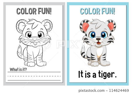 Color Fun! Tiger Illustration Activity 114624469