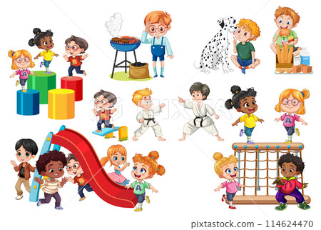 Diverse Children Engaging in Various Activities 114624470