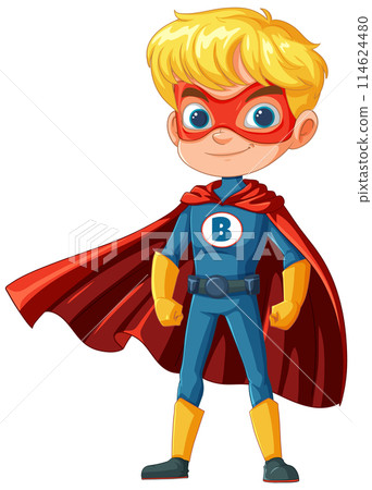 Young Superhero Boy in Costume Young Superhero Boy in Costume 114624480