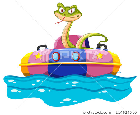 Snake Enjoying a Ride in a Bumper Boat 114624510