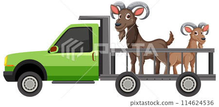 Ram Transport in a Green Pickup Truck 114624536