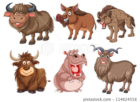 Colorful Collection of Cartoon Farm Animals Colorful Collection of Cartoon Farm Animals 114624558