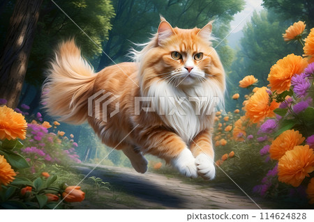 Persian Cat Sketch Color Wall Art. 114624828