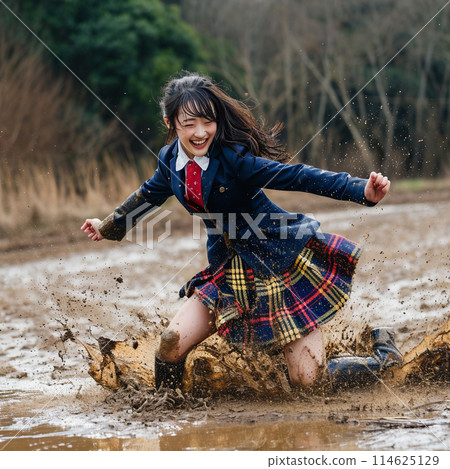 學生們在灘塗周圍奔跑 114625129