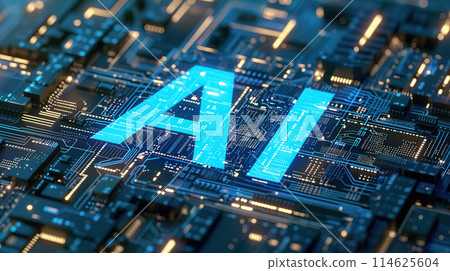 AI concept on circuit board. 114625604