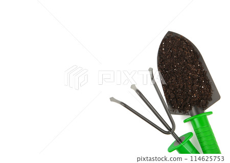 Set of plant care utensils isolated on white background Set of plant care utensils isolated on white background 114625753