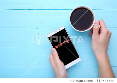 Quarantine and warning alert notification on mobile and smart watches devices. Stay at home advice to stop coronavirus COVID-19. Quarantine and warning alert notification on mobile and smart watches devices. Stay at home advice to stop coronavirus COVID-19. 114625789