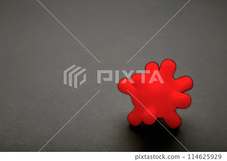 Red virus molecule on black background. Coronavirus, Covid 19 114625929