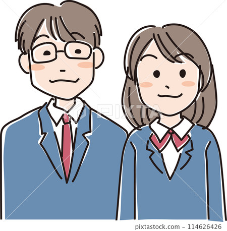 People illustration_Student men and women_Teenagers_Boys and girls wearing school uniforms 114626426
